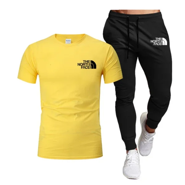 Pantalones de chándal largos ropa de calle conjuntos de 2 piezas ropa de hombre Verano 2025 hombres Tops 100% moda algodón manga corta - Imagen 16