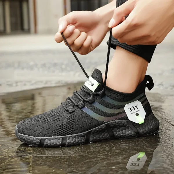 Zapatos deportivos informales para hombre, zapatillas ligeras transpirables, zapatillas de correr negras de malla para exteriores, zapatillas deportivas para correr Tenis para caminar - Imagen 10