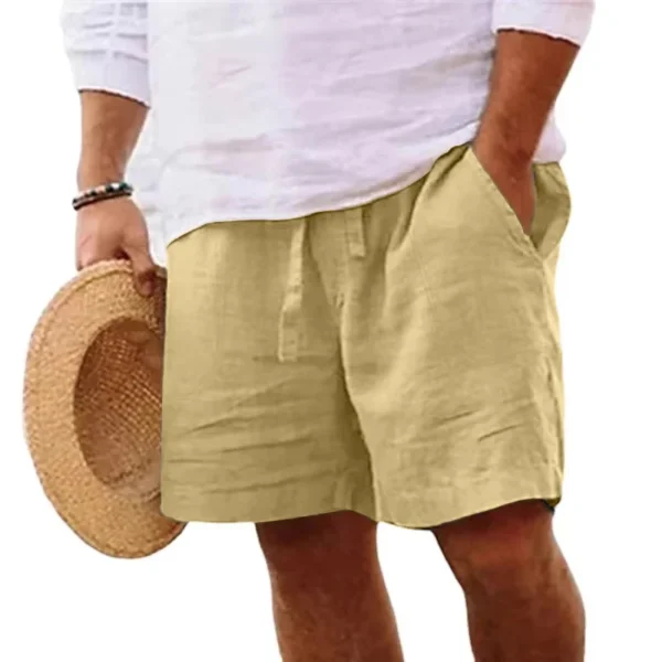 Pantalones cortos de lino para hombre, Shorts ligeros de algodón para gimnasio, playa, Fitness, deporte, transpirables, Verano - Imagen 9