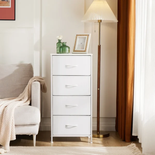 Gabinetes de tela para sala de estar de 4 capas con armario, armario de montaje con marco de acero para almacenamiento de ropa, mueble - Imagen 8