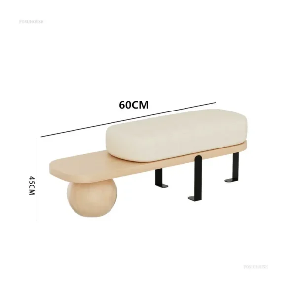 Otomanas creativas, Banco de madera maciza, muebles de sala de estar, puerta del hogar, taburete de cambio de zapatos, entrada, dormitorio, taburetes de cabecera, U - Imagen 17