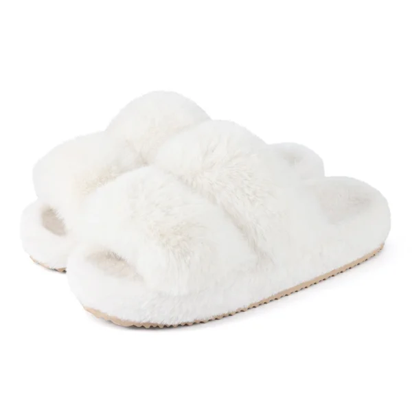 Zapatillas planas peludas para mujer, Zapatillas de casa cálidas de invierno, zapatillas cortas de felpa a la moda para mujer, zapatillas de dormitorio para mujer - Imagen 7