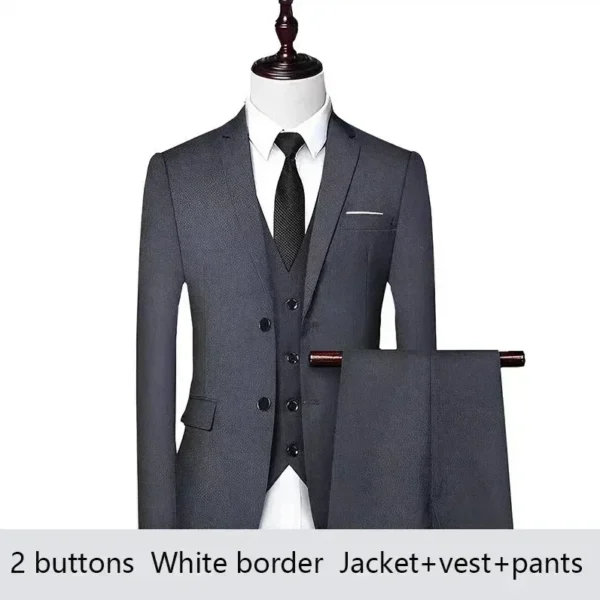 Trajes de boda para hombre, conjunto de 3 piezas, 2 trajes, chaquetas elegantes de alta calidad, chaleco, pantalones, Blazers, ropa Formal clásica de lujo 2024 - Imagen 9