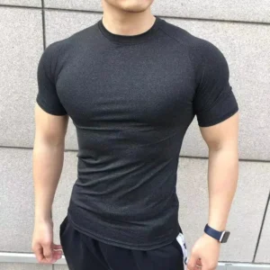 Camiseta deportiva de manga corta para hombre, camiseta de compresión para correr, deporte, gimnasio, entrenamiento, camisetas informales de alta calidad, novedad de 2024
