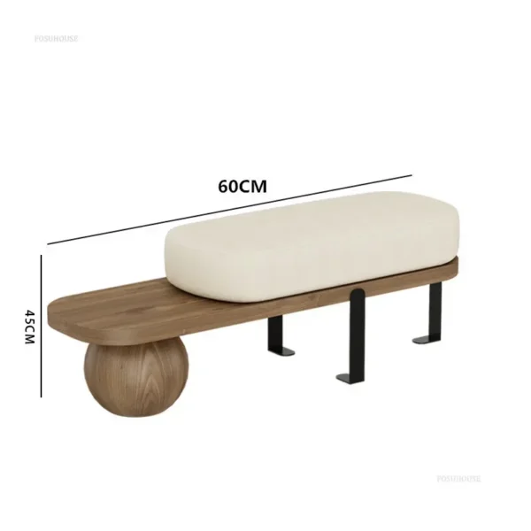 Otomanas creativas, Banco de madera maciza, muebles de sala de estar, puerta del hogar, taburete de cambio de zapatos, entrada, dormitorio, taburetes de cabecera, U - Imagen 13