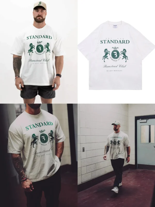 Camiseta holgada de algodón de manga corta para hombres y mujeres, entrenamiento físico, Top caído con hombros y calavera americana - Imagen 10