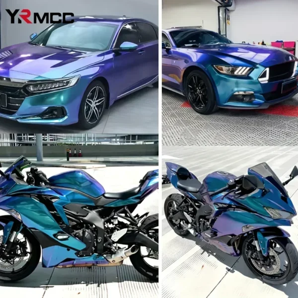 Pegatinas de coche, película de vinilo camaleón mate brillante, pegatina impermeable, pegatinas decorativas para afinación de carrocería de motocicleta y automóviles - Imagen 5