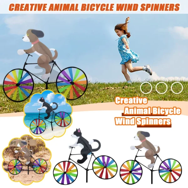 Molino de viento de modelado de dibujos animados tridimensional, Spinners de viento de bicicleta creativos, poste de pie, decoración de patio de jardín - Imagen 3