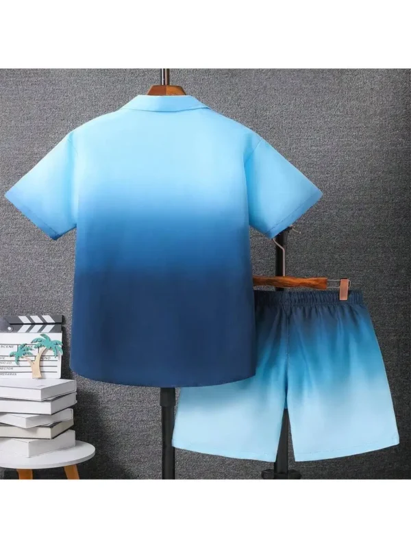 Conjunto de camiseta de manga corta y pantalones cortos con cordón para hombre, 2 piezas, verano, informal - Imagen 2