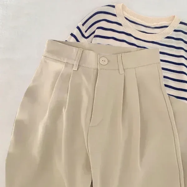 Pantalones de traje para mujer, pantalones rectos de cintura alta para otoño, pantalones de moda coreana para mujer, pantalones informales holgados con botones para mujer, pantalones negros nuevos - Imagen 9