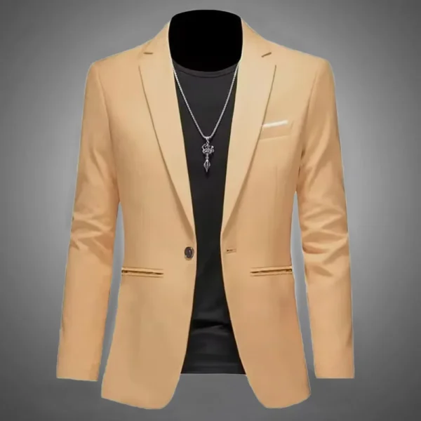 Chaqueta de traje de Boutique de ocio a la moda para hombre, traje informal de negocios de otoño, ajustado, sin planchar, traje de un solo botón - Imagen 5