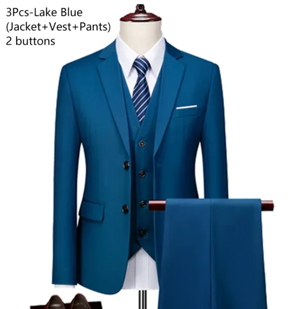 Trajes de hombre para boda, 3 piezas, conjunto elegante de 2 trajes, Blazers, chaquetas clásicas de negocios de lujo a la moda, chaleco, pantalones, ropa Formal 2024 - Imagen 22