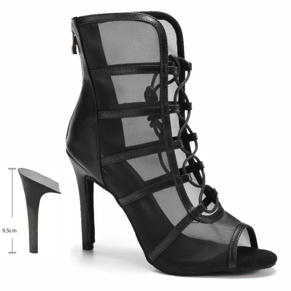 Zapatos de baile latino para mujer, botas de baile de salón con suela suave, zapatos de baile de malla para Tango/Salsa, tacones altos de 6-10 CM - Imagen 25