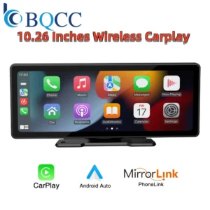 BQCC Universal Pantalla de 10,26 pulgadas Radio de coche Multimedia WIFI Reproductor de vídeo Pantalla Carplay inalámbrica para Apple o Android