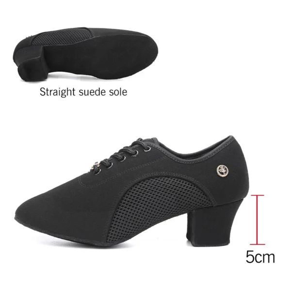 Zapatos de baile de salón latino para mujer con cordones práctica punta cerrada zapatos de baile modernos para enseñanza de baile de Salsa - Imagen 9