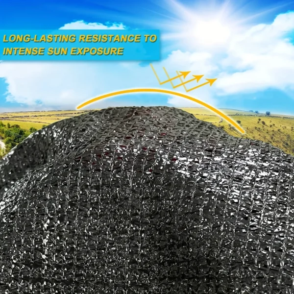 Protector solar de tela de sombra negra, cubierta de malla con borde atado con ojales, red solar para pérgola, plantas, invernadero, jardines, Patio, dosel - Imagen 6
