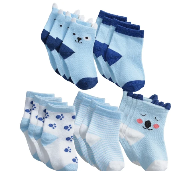 10 pares de calcetines para bebés recién nacidos, niños y niñas de 0 a 3 años, calcetines suaves de algodón con dibujos de animales y dibujos animados para niños, novedad de 2025 - Imagen 7