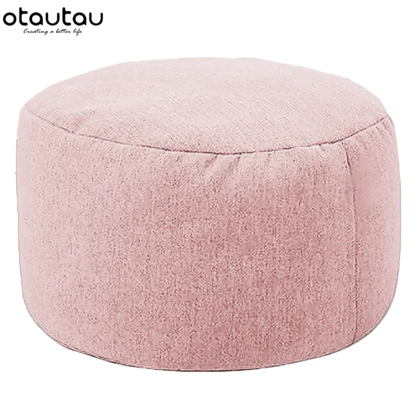 Silla tipo puf de lino con relleno, PUF otomano, taburete redondo de Tatami, futón, muebles de salón relajantes - Imagen 9
