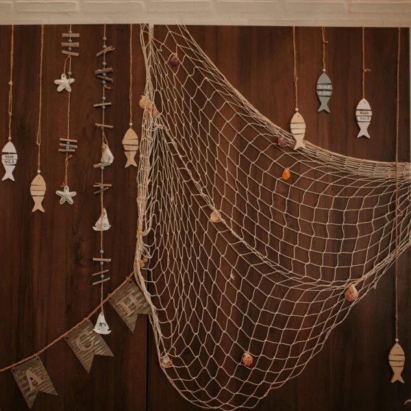 Decoración de red de pesca, paquete de 2 80 "x 40", decoración de fotografía de estilo mediterráneo, red de pescado natural, accesorio de fiesta para el hogar - Imagen 5
