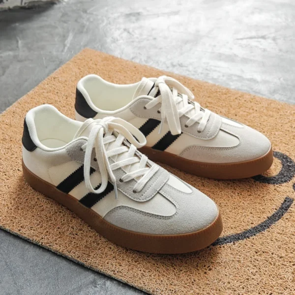 Zapatos de lona blancos transpirables para mujer, zapatillas deportivas informales con punta redonda, planos a la moda, vulcanizados, para verano, 2024 - Imagen 3