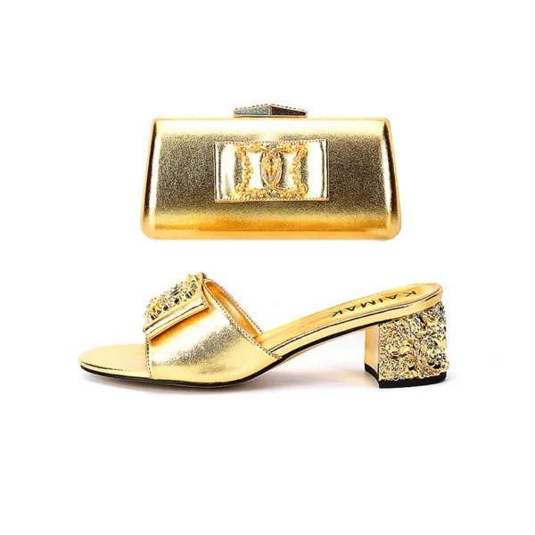 Zapatos italianos de alta calidad de lujo a la moda, traje de verano para mujer, zapatillas de talla grande 35 a 43, zapatos de tacón dorados y negros para fiesta de boda - Imagen 14