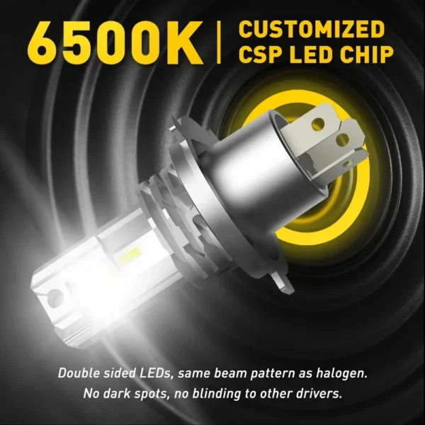 bombilla LED para faros Canbus CSP sin ventilador con luz alta y baja para faros delanteros de coche y motocicleta 12V 24V 2 uds 30000LM LED H4 H7 9003 - Imagen 3