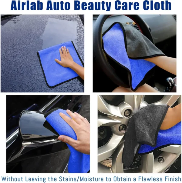 Toalla de microfibra para lavado de coches, suave, de secado rápido, para ventanas, espejos, trapos de limpieza, paños de limpieza de doble capa para el hogar, 500GSM, 1-4 Uds. - Imagen 6