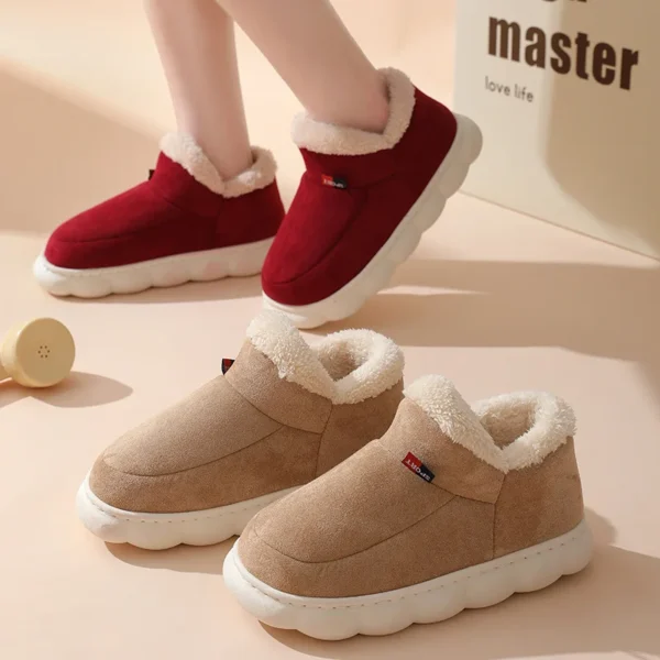 Botas cálidas súper suaves para mujer, forro de piel de felpa para exteriores, zapatos para el hogar, botas de nieve clásicas y cómodas para mujer - Imagen 3