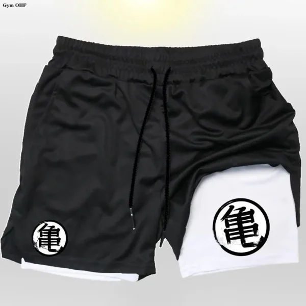 Pantalones cortos para correr hombres Fitness entrenamiento de gimnasia 2 en 1 pantalones cortos deportivos entrenamiento de secado rápido correr pantalones cortos de doble cubierta - Imagen 4