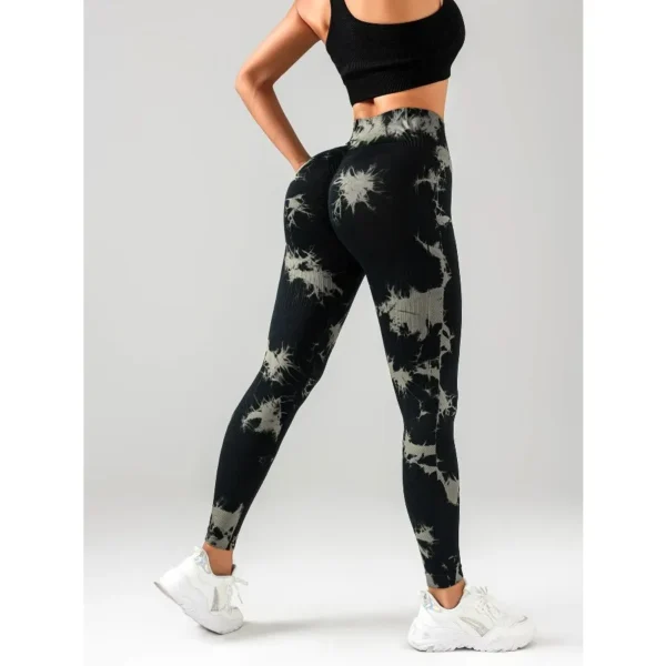 mallas de gimnasio de cintura alta, pantalones de Yoga, mallas sin costuras para mujer, cintura alta Paquete de 3 mallas sin costuras para entrenamiento Tie Dye para mujer, - Imagen 5