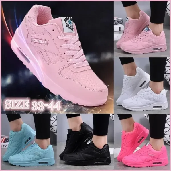 Zapatillas de deporte a la moda para mujer, zapatos deportivos con cojín de aire, zapatos azules de cuero Pu, zapatos para caminar al aire libre y trotar, zapatillas deportivas para mujer