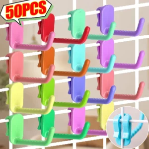 Ganchos de Panel de malla de 50/5 Uds., gancho de almacenamiento multiusos para exhibición de supermercado, colgadores de llaves montados en la pared, organización del hogar