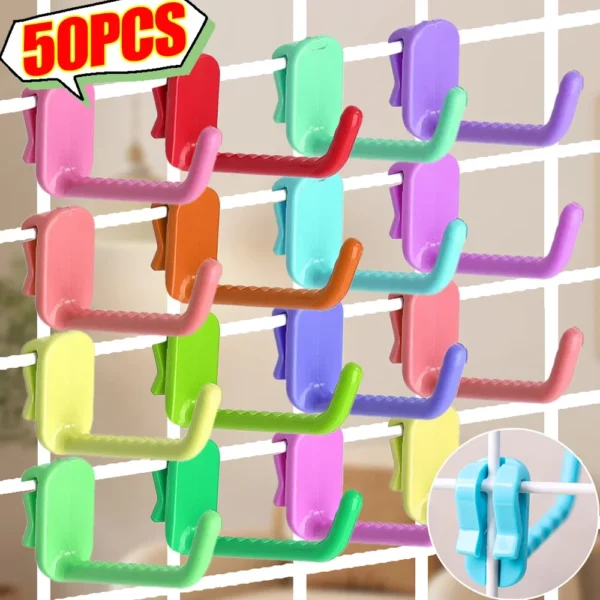 Ganchos de Panel de malla de 50/5 Uds., gancho de almacenamiento multiusos para exhibición de supermercado, colgadores de llaves montados en la pared, organización del hogar