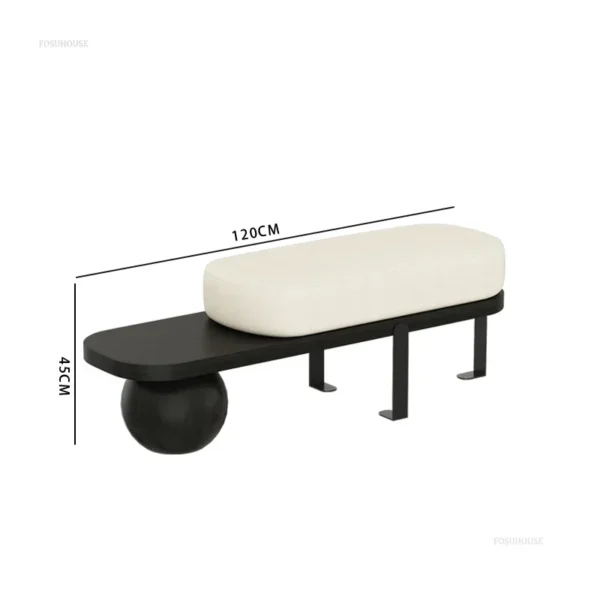 Otomanas creativas, Banco de madera maciza, muebles de sala de estar, puerta del hogar, taburete de cambio de zapatos, entrada, dormitorio, taburetes de cabecera, U - Imagen 8