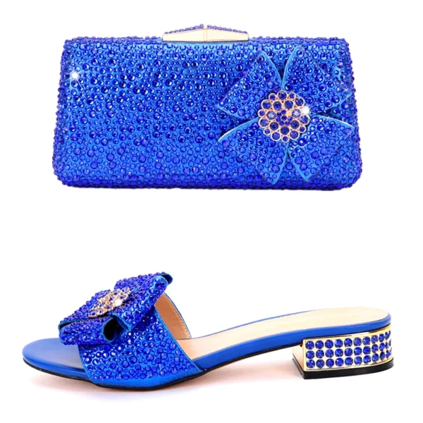 Zapatos para mujer, bolso de mano de lujo con diamantes de imitación, tacón plano, diamante, zapatillas planas de talla grande con piedra, bolso de cena 34-44 - Imagen 14