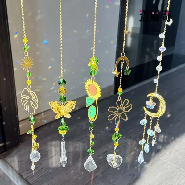 Atrapasueños para ventanas, cristales colgantes, prismas, atrapasoles, adorno de girasol y mariposa, regalo de decoración para jardín y Patio interior y exterior - Imagen 3