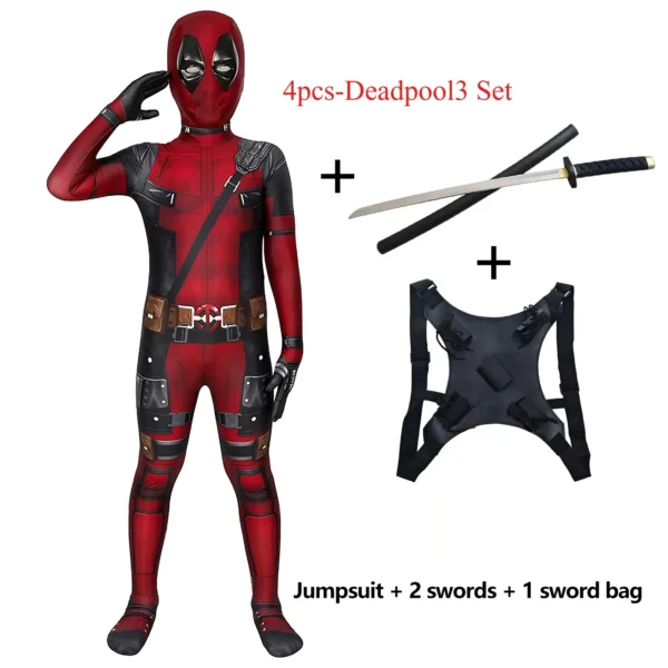 Disfraz de superhéroe Deadpool para niños, nuevo disfraz de Deadpooling 3, disfraz completo de Deadpool3, mono de Halloween - Imagen 9