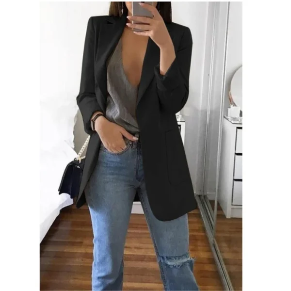 Traje informal de moda europea y americana, cárdigan ajustado con cuello tipo Polo, abrigo de mujer con temperamento, primavera y otoño 2024 - Imagen 5