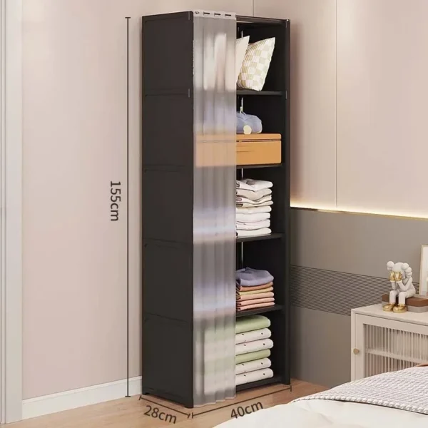 Armario a prueba de polvo, estante de almacenamiento multicapa, gabinete de almacenamiento, muebles multicapa DIY, cortinas, armario organizador de ropa portátil - Imagen 10