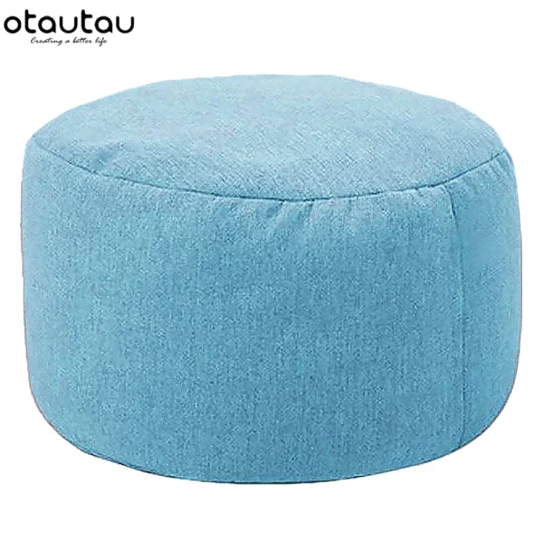 Silla tipo puf de lino con relleno, PUF otomano, taburete redondo de Tatami, futón, muebles de salón relajantes - Imagen 22