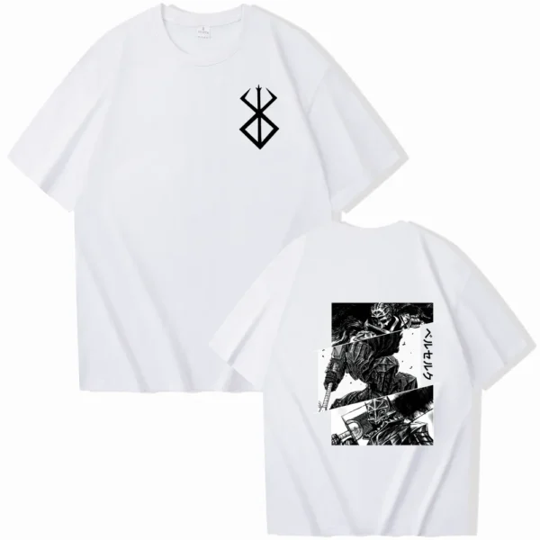 camiseta verano hombres mujeres algodón de gran tamaño Camiseta de manga corta Camiseta estampada Tops 2024 camiseta tendencia Fans ropa Anime Berserk - Imagen 4