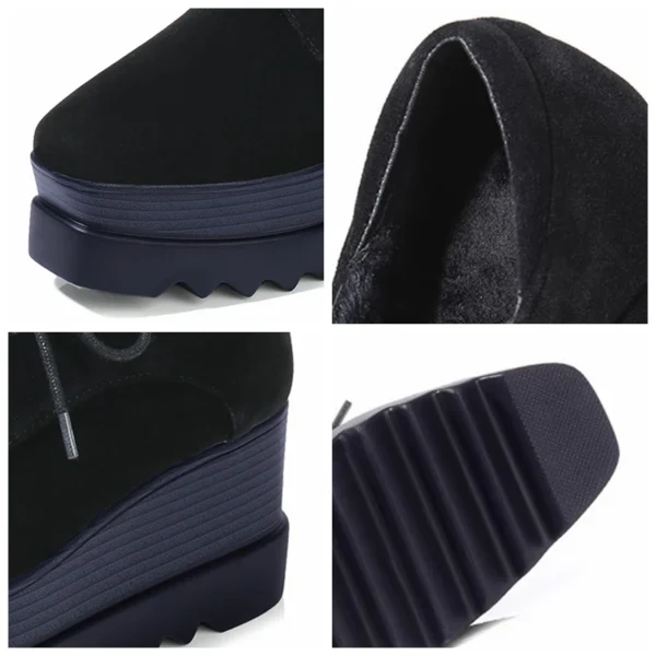 Zapatillas gruesas de ante de vaca para mujer, zapatos cómodos de felpa con plataforma de 7,5 cm, para Otoño e Invierno - Imagen 3