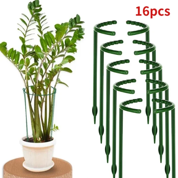 Soporte de plástico para plantas, soporte para plantas, pila para flores, invernaderos, arreglo, soporte para varilla de fijación, herramientas de jardín