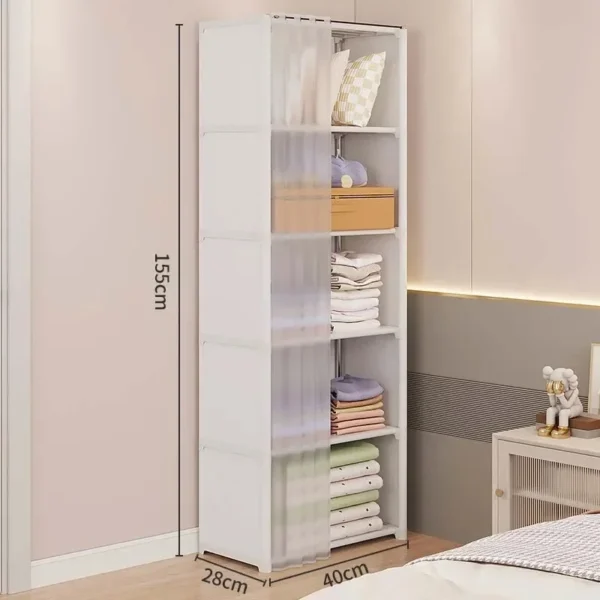 Armario a prueba de polvo, estante de almacenamiento multicapa, gabinete de almacenamiento, muebles multicapa DIY, cortinas, armario organizador de ropa portátil - Imagen 9