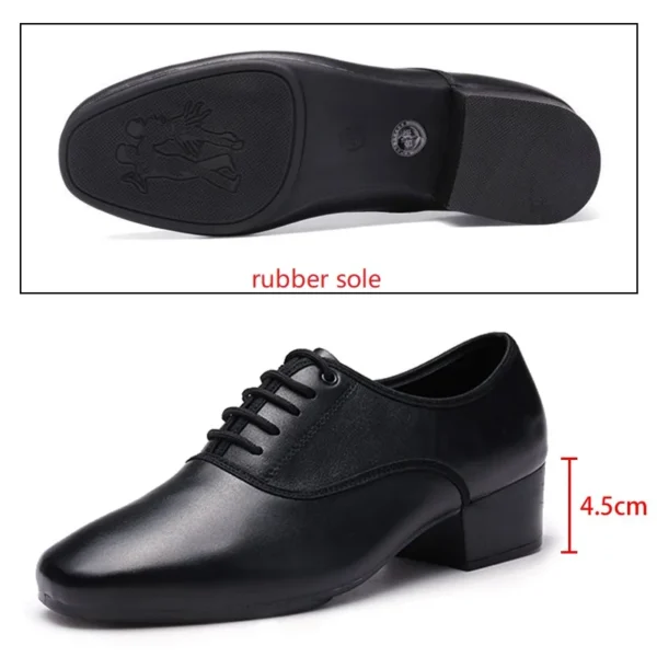 Zapatos de baile de cuero para hombre, zapatos cuadrados deportivos para hombre, zapatos de baile latino suaves para adultos, zapatillas de deporte masculinas de vals modernas con aumento - Imagen 10