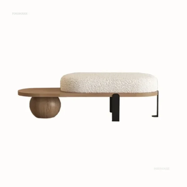 Otomanas creativas, Banco de madera maciza, muebles de sala de estar, puerta del hogar, taburete de cambio de zapatos, entrada, dormitorio, taburetes de cabecera, U - Imagen 2