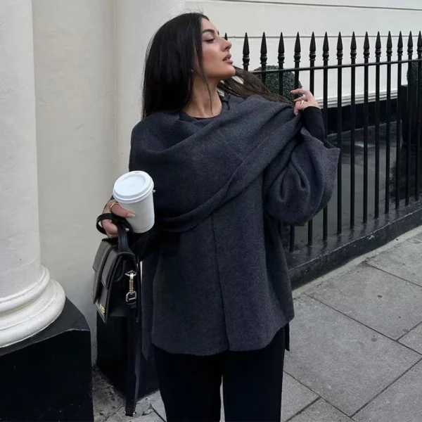 Abrigos de invierno de felpa para mujer bufanda asimétrica chaqueta de entretiempo para mujer Parkas Abrigo acolchado de manga larga chaqueta de mujer - Imagen 5