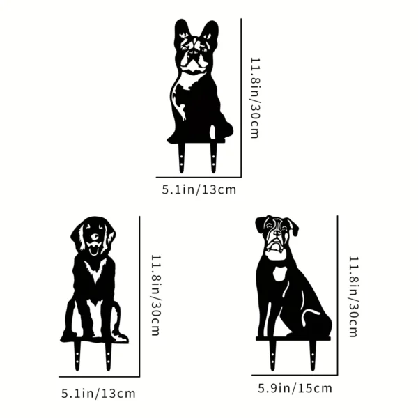 Silueta de metal para perros, decoración de silueta para cachorros de patio, adorno de silueta de Doberman/Bulldog para jardín al aire libre - Imagen 2