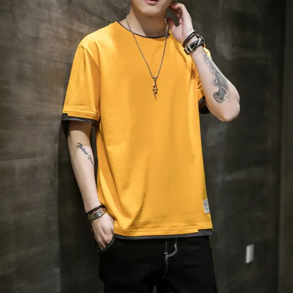 Camiseta informal para hombre, camiseta informal de algodón puro transpirable a la moda de manga corta de diseño de alta calidad para hombre - Imagen 3