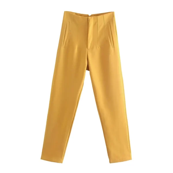 Pantalones rectos a la moda para mujer, pantalones con cremallera frontal de cintura alta, pantalones Vintage de longitud completa para mujer elegante - Imagen 38